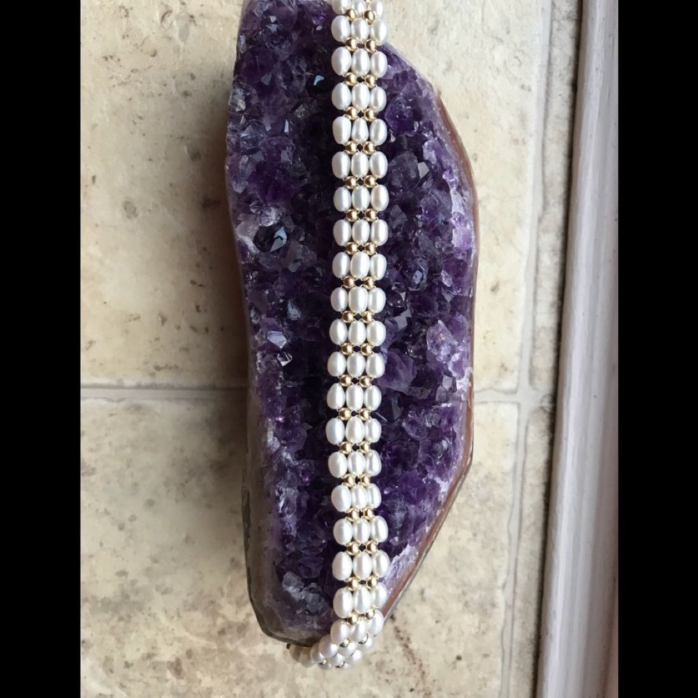 14k Gold Triple Strand Pearl Bracelet